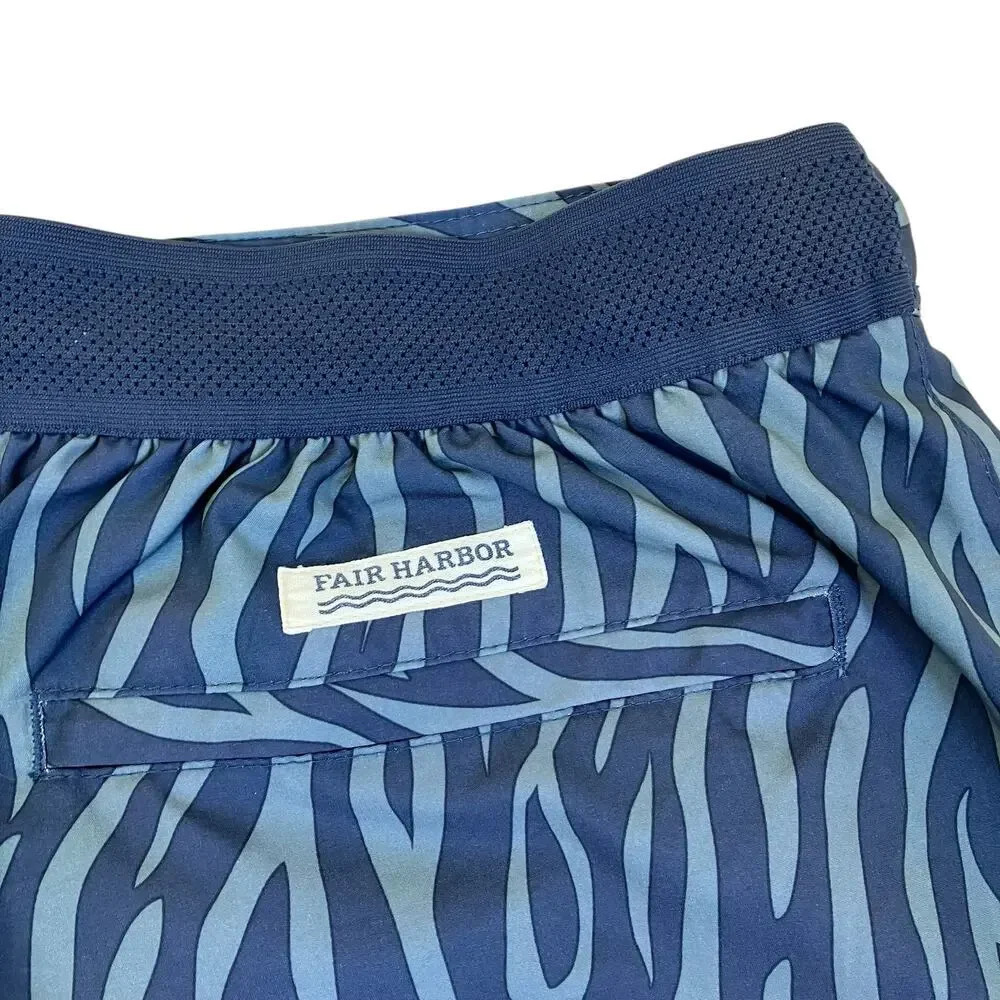 Fair Harbor Mens Sz XL Swim Trunks Built-in Shorts The Ozone Dark Denim Tiger